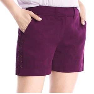 NWOT WHBM Plum Lace Up 5” Short